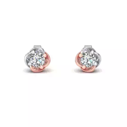 Flower Shaped Ear Studs With Diamonds 34