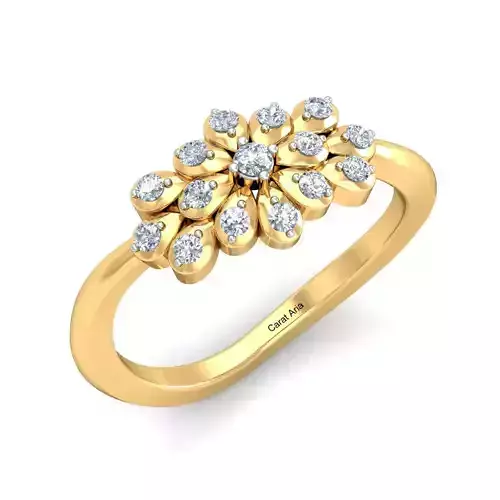 Flower Shaped Gold Ring With Diamonds 99