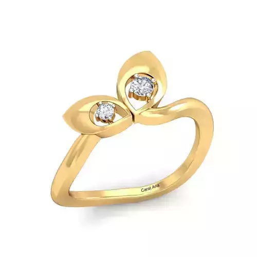 Leaf Shaped Gold Ring With Diamonds 26
