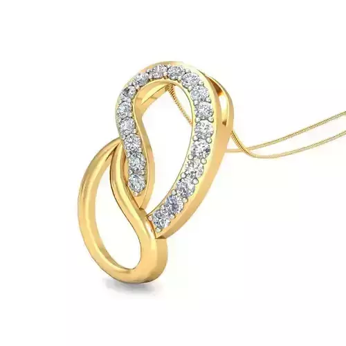 Mango Shaped Gold Pendant With Diamonds 6