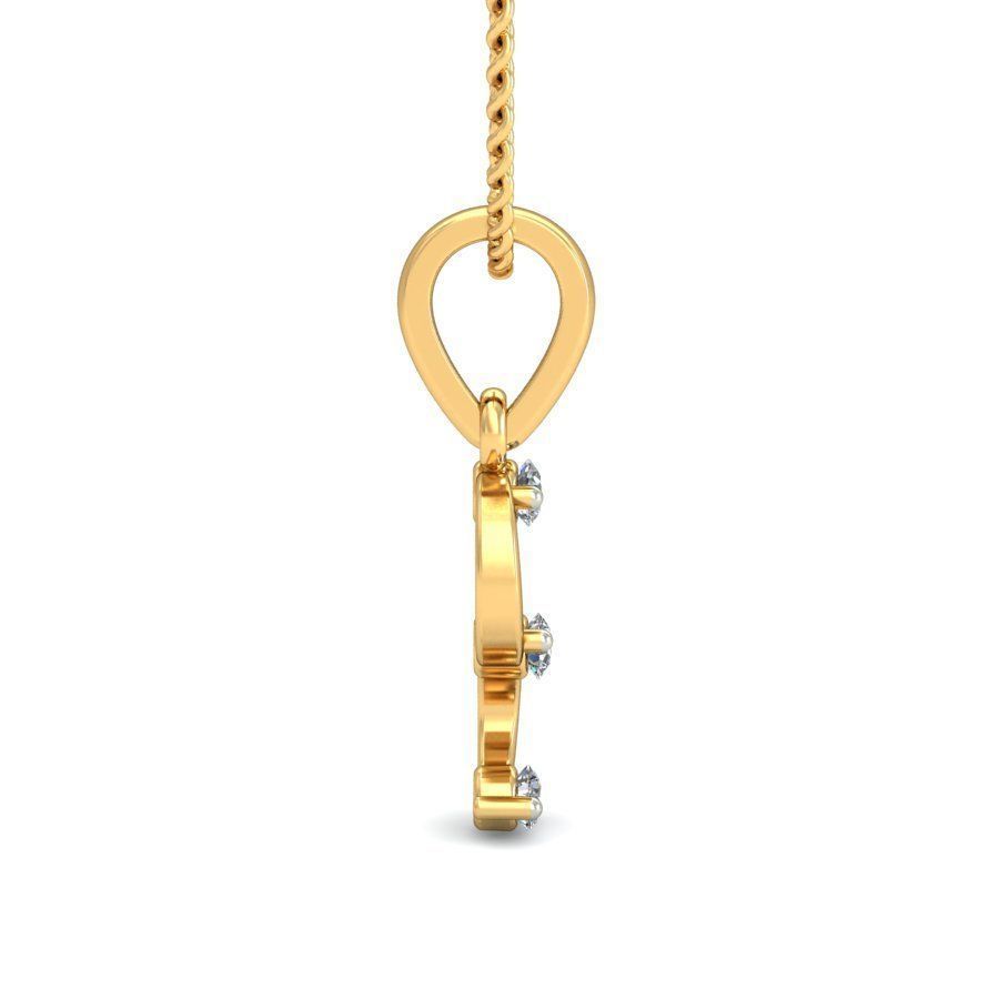 Letter S Script Gold Pendant With Diamonds 2 3D print model_3