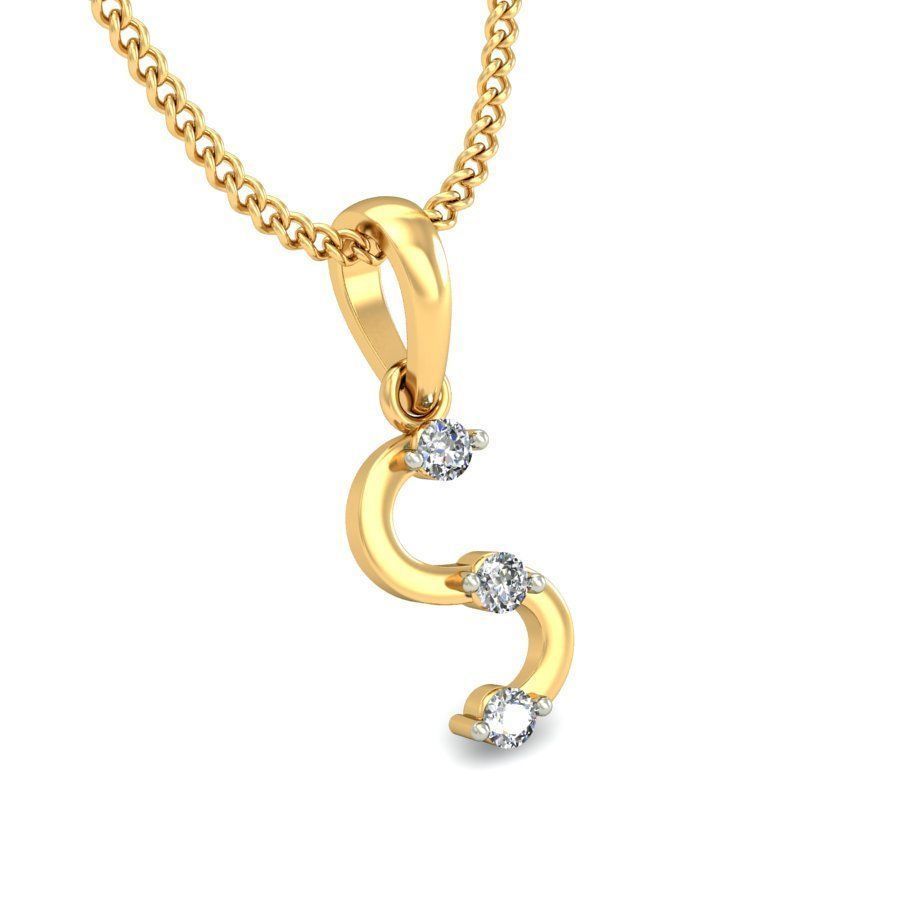 Letter S Script Gold Pendant With Diamonds 2 3D print model_5