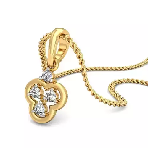 Flower Shaped Gold Pendant With Diamonds 27