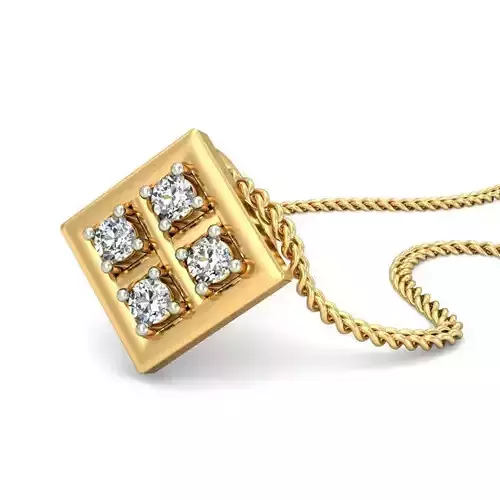 Square Shaped Gold Pendant With Diamonds 1