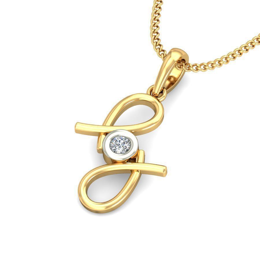 Gold Pendant With Diamonds 197 3D print model_5