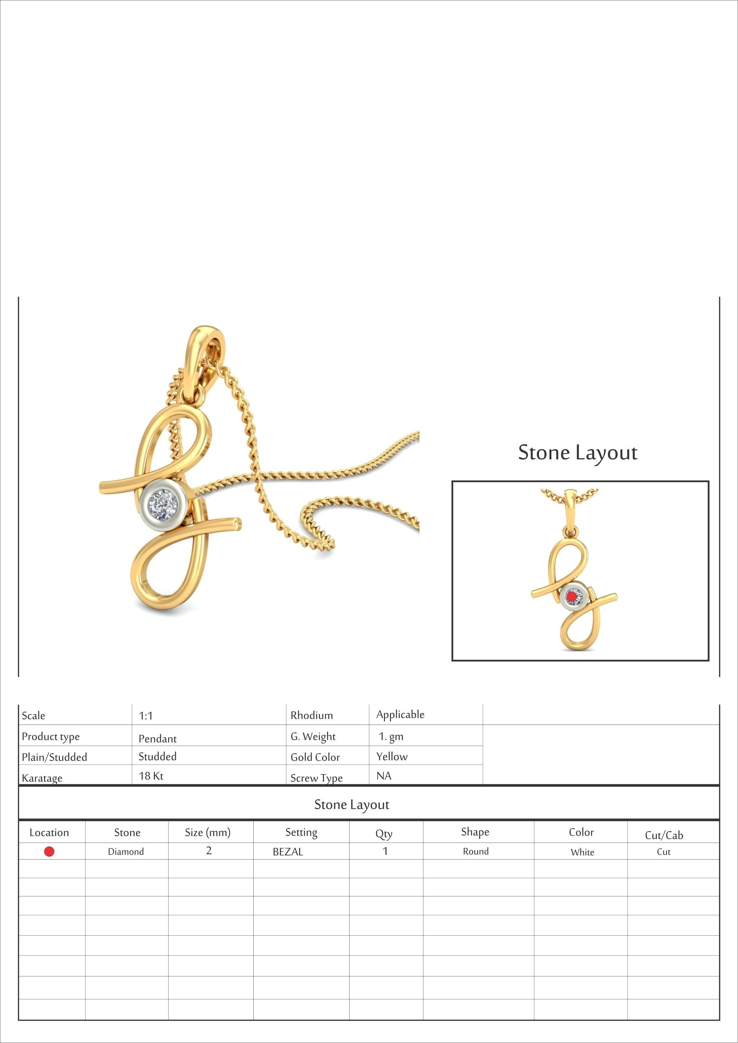 Gold Pendant With Diamonds 197 3D print model_6