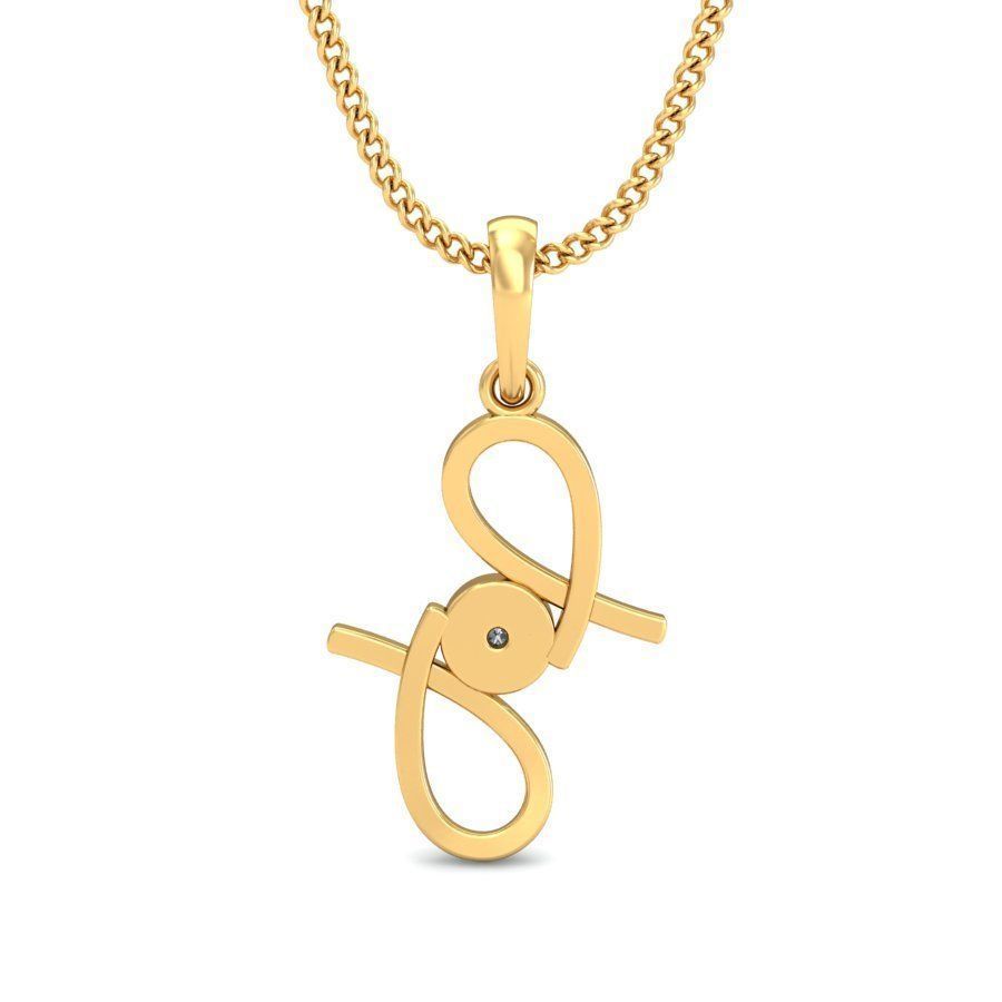 Gold Pendant With Diamonds 197 3D print model_3