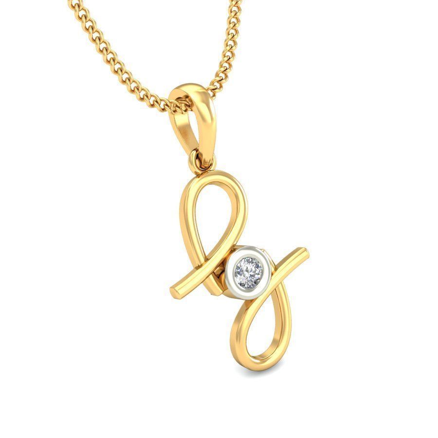 Gold Pendant With Diamonds 197 3D print model_4