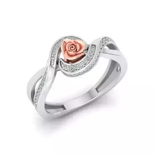 Flower Shaped Swirl Ring With Diamonds 2