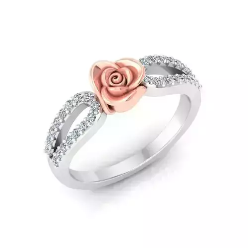Flower Shaped Loop Ring With Diamonds 1