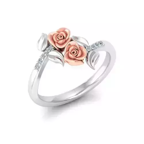 Spiral Floral Ring With Diamonds