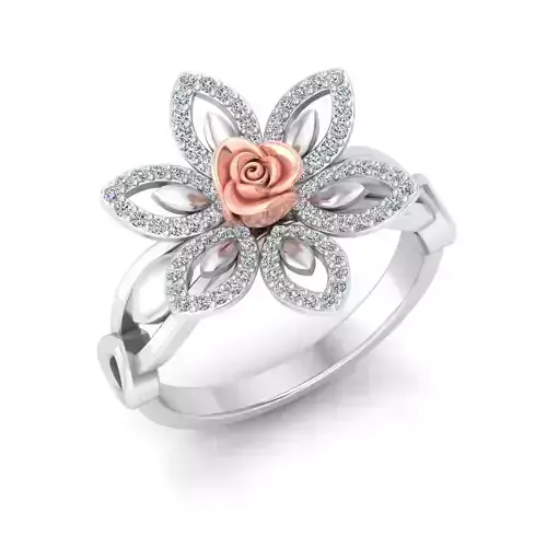 Flower Shaped Ring With Diamonds 34