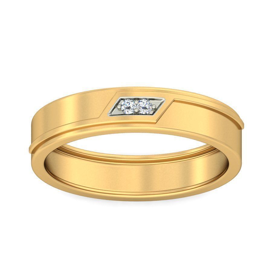 Simple Gold Ring With Diamonds 5 3D print model_2