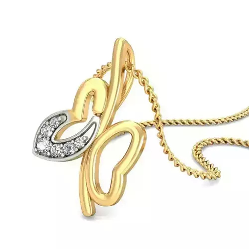 Butterfly Shaped Gold Pendant With Diamonds 2 3D print model
