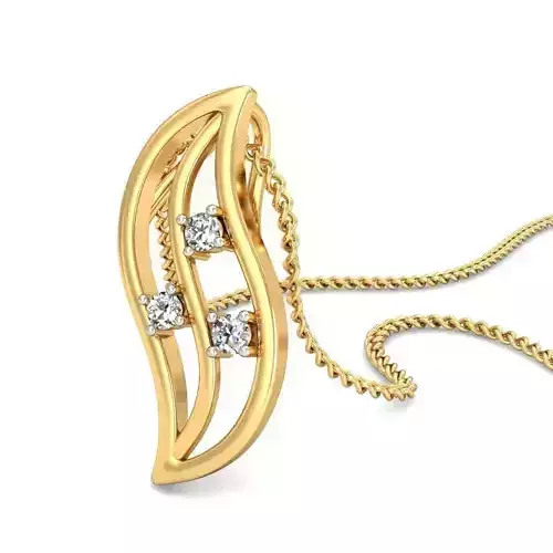 Leaf Shaped Gold Pendant With Diamonds 17