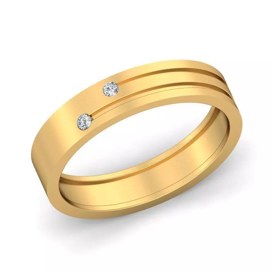 Simple Gold Ring With Diamonds 9 3D print model_0