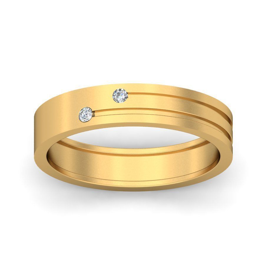 Simple Gold Ring With Diamonds 9 3D print model_2