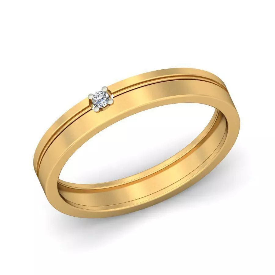 Simple Gold Ring With Diamonds 11 3D print model_0
