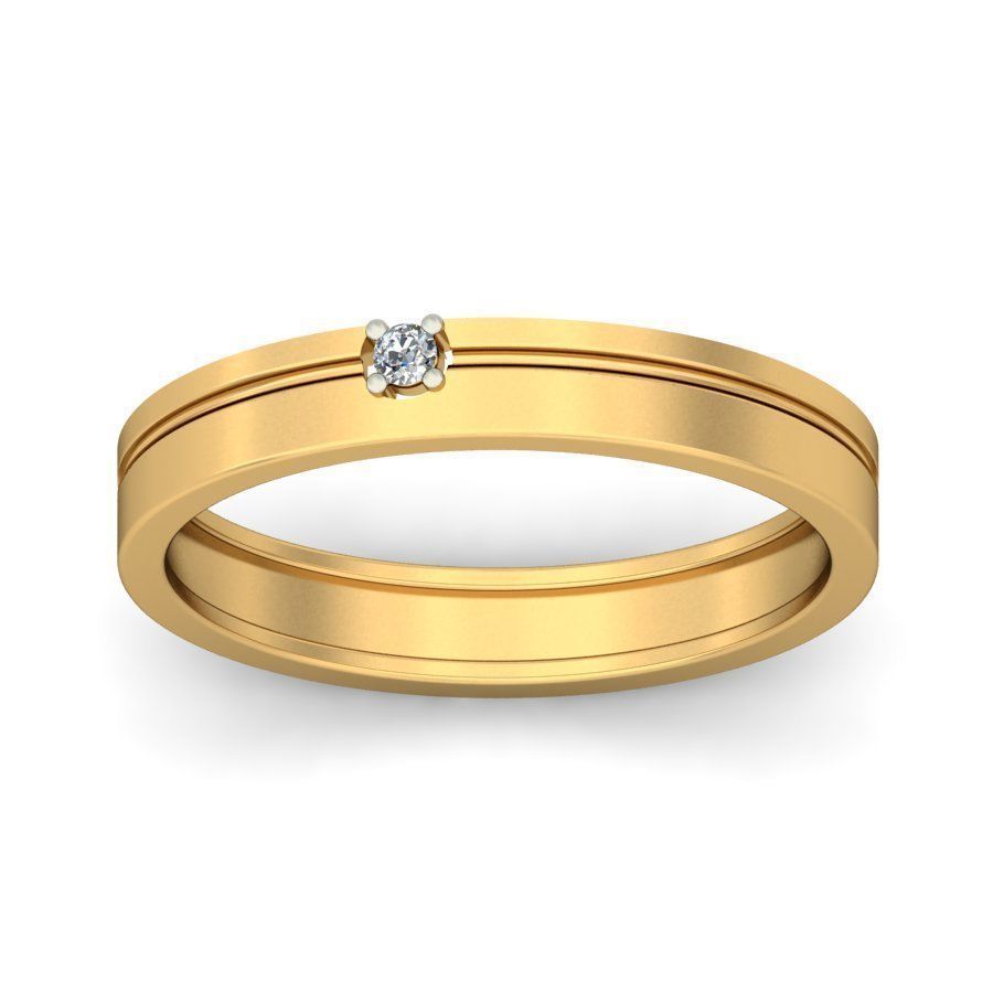 Simple Gold Ring With Diamonds 11 3D print model_2