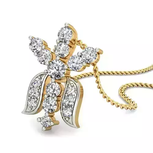 Floral Gold Pendant With Diamonds 11