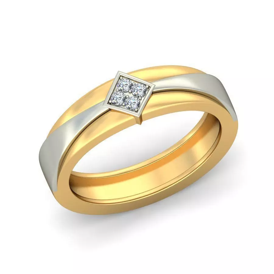 Multi Metal Engagement Ring With Diamonds 23 3D print model