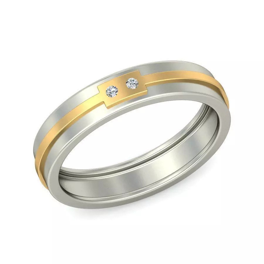Multi Metal Engagement Ring With Diamonds 24 3D print model