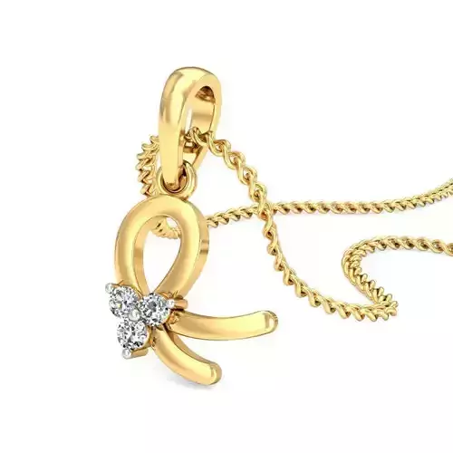 Ribbon Knot Gold Pendant With Diamonds