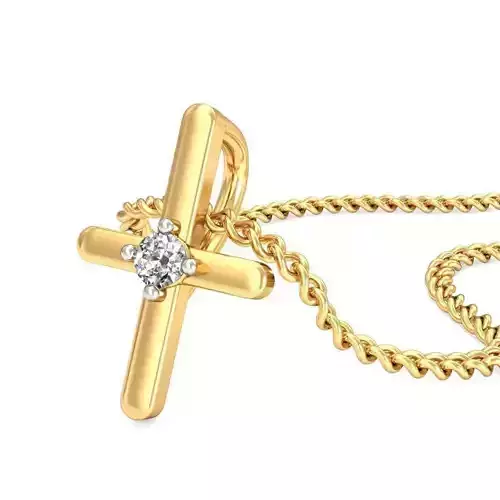 Cross Shaped Gold Pendant With Diamonds 1