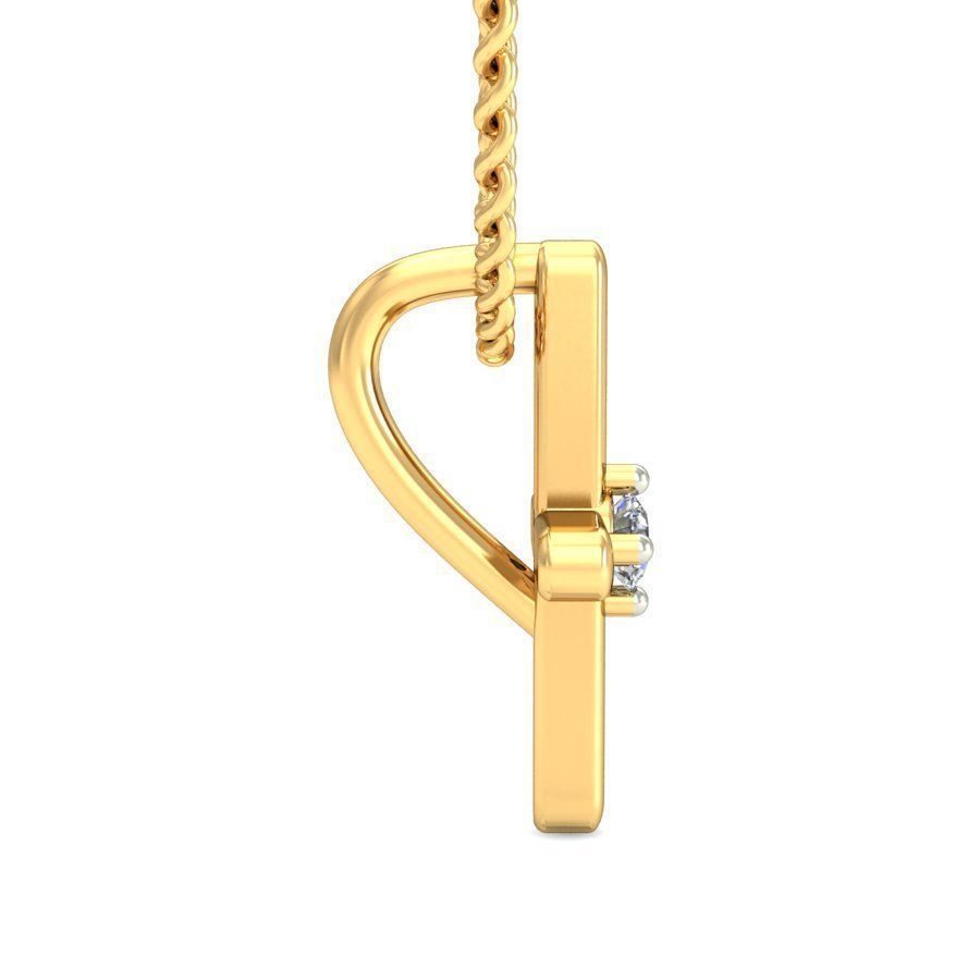 Cross Shaped Gold Pendant With Diamonds 1 3D print model_3