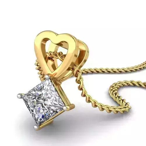 Heart Shaped Gold Pendant With Diamonds 44