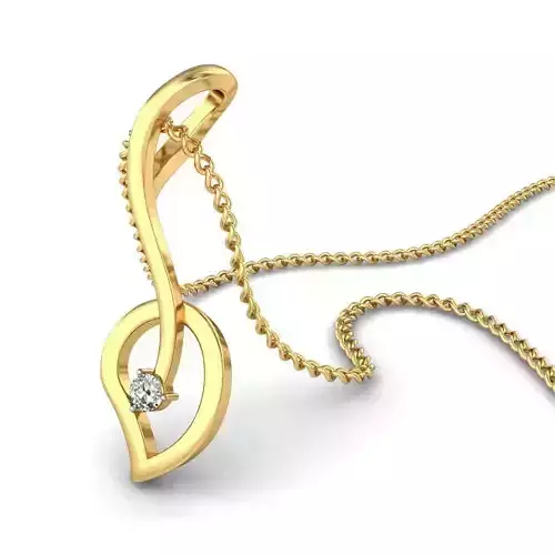 Leaf Shaped Gold Pendant With Diamonds 18