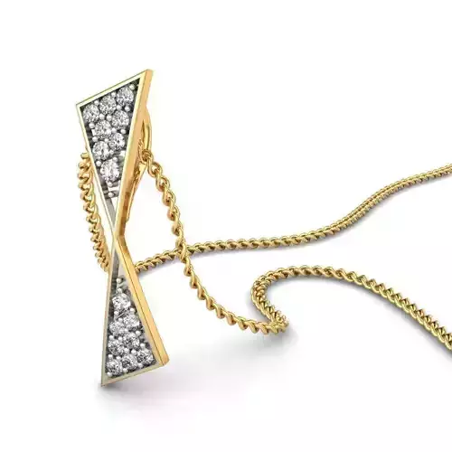 Triangle Shaped Gold Pendant With Diamonds 5