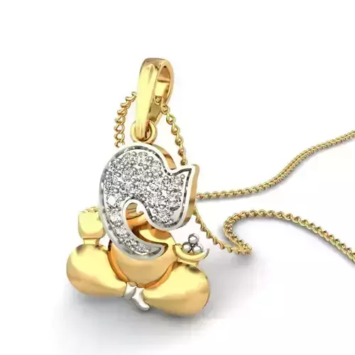 Lord Ganesh Gold Pendant With Diamonds 1