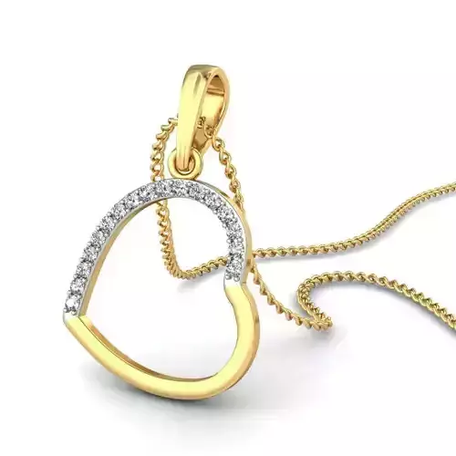 Heart Shaped Gold Pendant With Diamonds 46