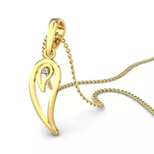 Mango Shaped Gold Pendant With Diamonds 7