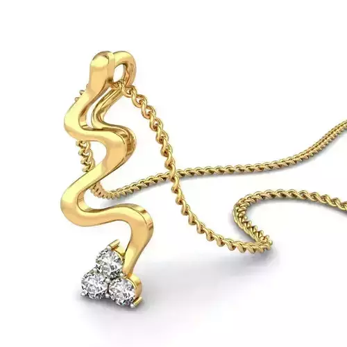 Swirl Gold Pendant With Diamonds 1