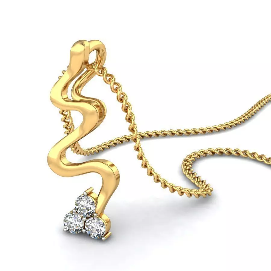Swirl Gold Pendant With Diamonds 1 3D print model_0