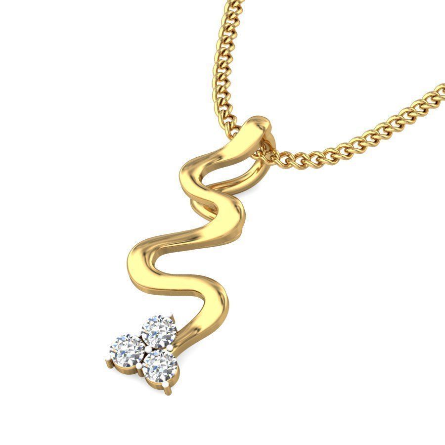 Swirl Gold Pendant With Diamonds 1 3D print model_5