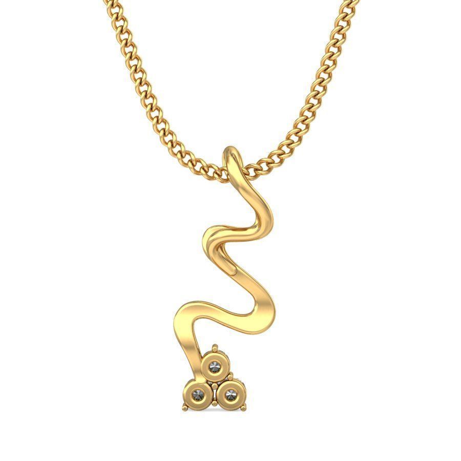 Swirl Gold Pendant With Diamonds 1 3D print model_3