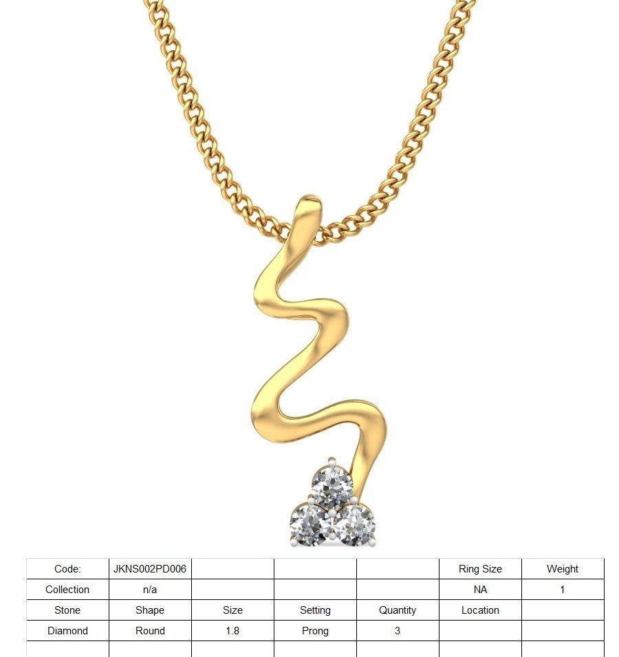 Swirl Gold Pendant With Diamonds 1 3D print model_1