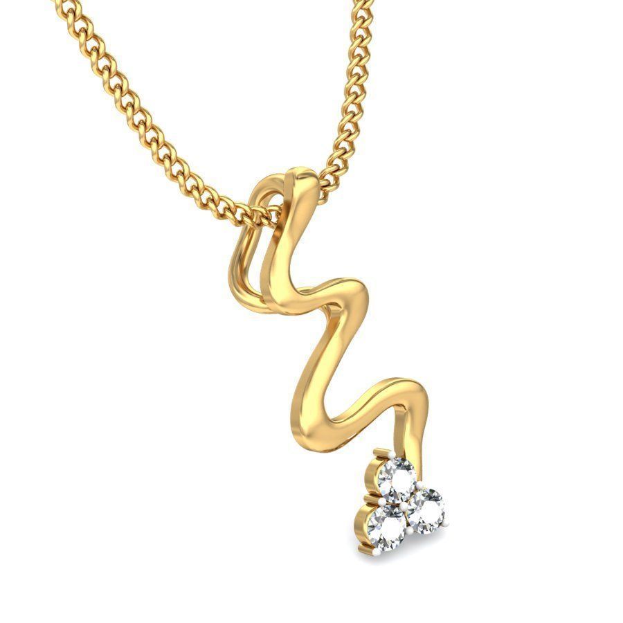 Swirl Gold Pendant With Diamonds 1 3D print model_4