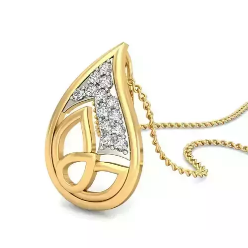 Mango Shaped Gold Pendant With Diamonds 8