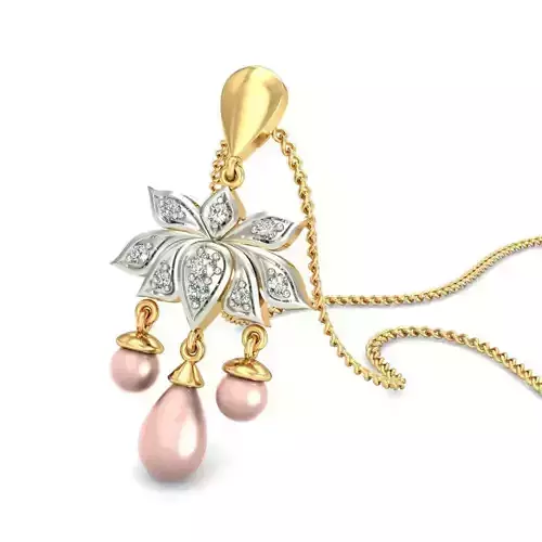 Lotus Shaped Gold Pendant With Pearl 1