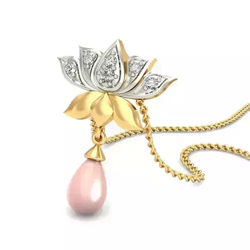 Lotus Shaped Gold Pendant With Pearl 2