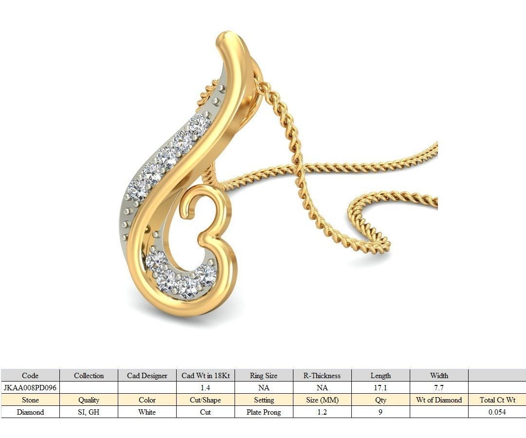 Loop Shaped Pendant With Diamonds 2 3D print model_5