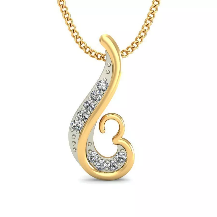 Loop Shaped Pendant With Diamonds 2 3D print model_0