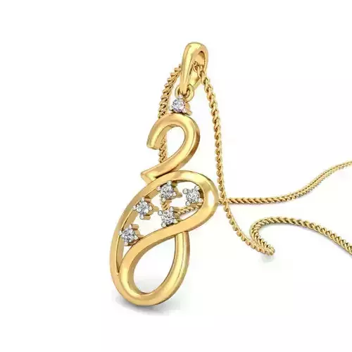 Mango Shaped Gold Pendant With Diamonds 9