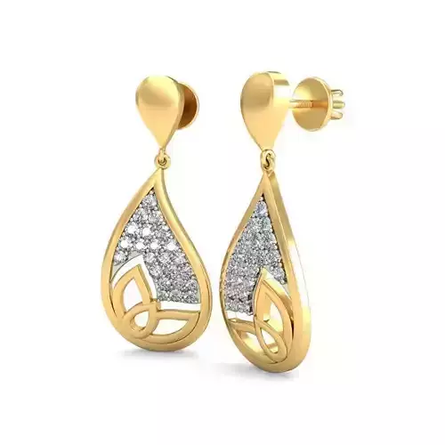 Mango Shaped Drop Earrings With Diamonds 5