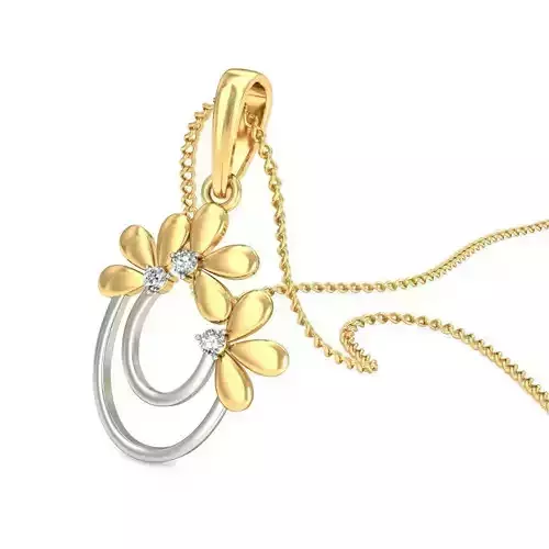 Multi Metal Floral Pendant With Diamonds