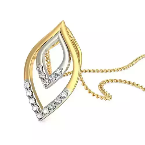 Multi Metal Marquise Shaped Pendant With Diamonds